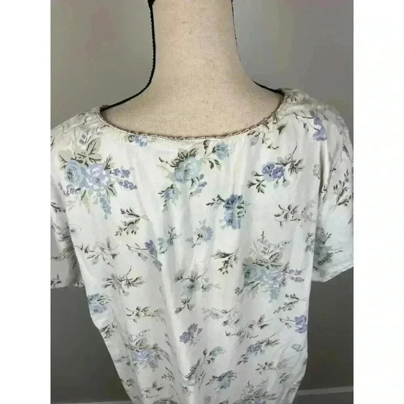Vtg Laura Ashley Babydoll Ruffle Nightgown Floral Short Sleeve 100% Cotton L - Picture 8 of 15